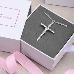 Sterling Silver Crucifix Necklace for Women Men Pendant Necklace