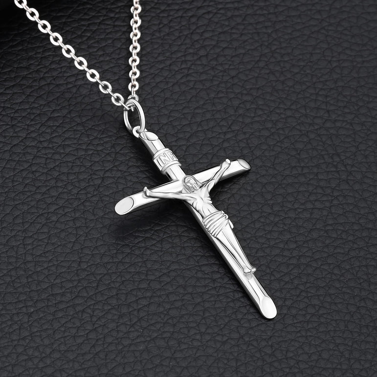 Sterling Silver Crucifix Necklace for Women Men Pendant Necklace