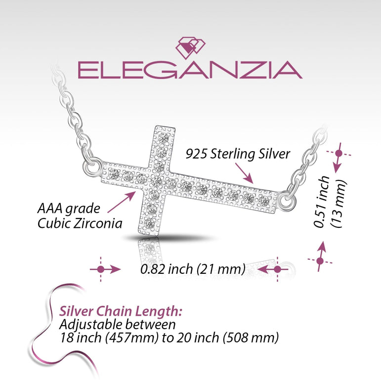 Classic Sideways Cross Necklace Sterling Silver Pendant Necklace