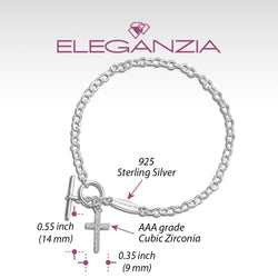 CZ Cross Bracelet in T-Bar Sterling Silver Bracelet Bracelet