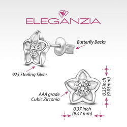 Blooming Cubic Zirconia Flower Stud Earrings Silver Stud Earrings
