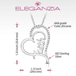 CZ Open Heart Necklace Faith Necklace Silver Pendant Necklace