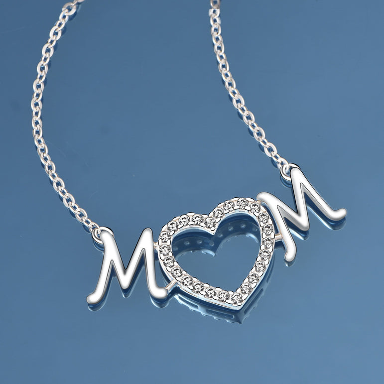 Mother Heart Necklace Sterling Silver Pendant Necklace