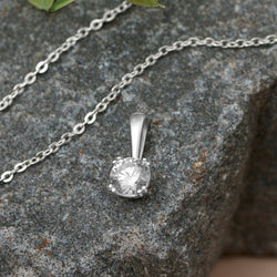 Round Cubic Zirconia Solitaire Pendant Silver Pendant