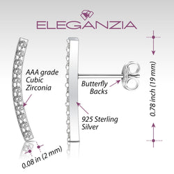 Curved Bar Ear Crawler Earrings Sterling Silver Stud Earrings