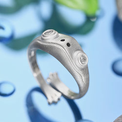 Open White CZ Adjustable Frog Ring Sterling Silver Ring