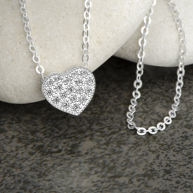Heart Necklace Sterling Silver Chain Love Necklace Pendant Necklace
