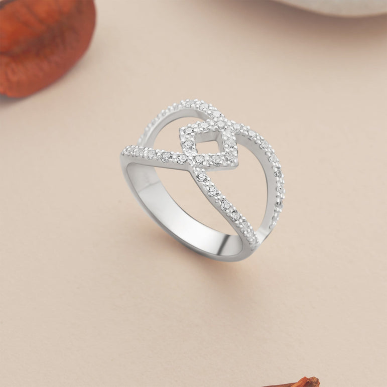 Simple Sterling Silver Criss Cross Rings Ring