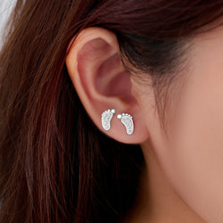 CZ Baby Feet Sterling Silver Stud Earrings Stud Earrings