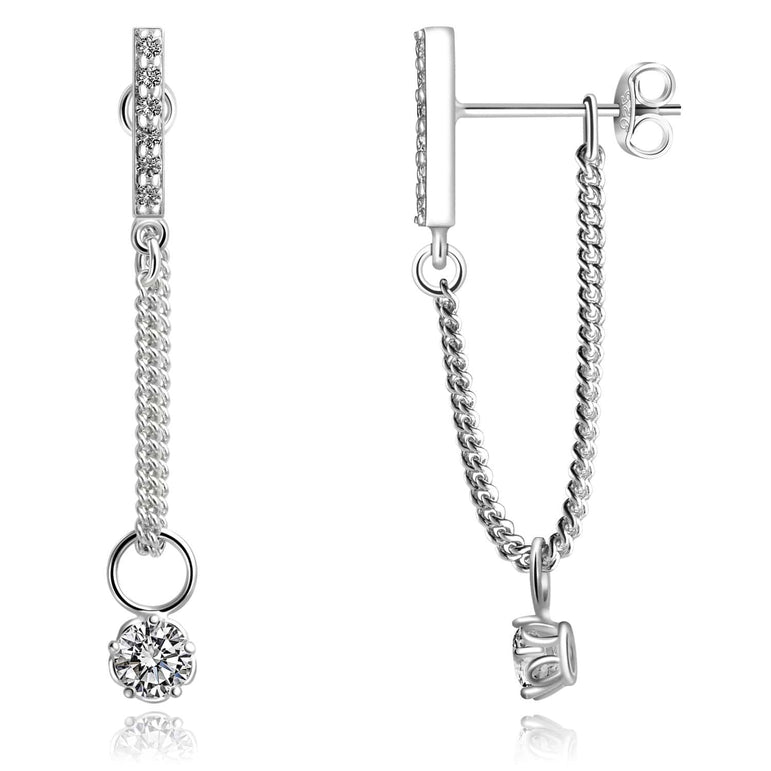 CZ Bar Dangling Earrings | Silver Stud Earrings Stud Earrings