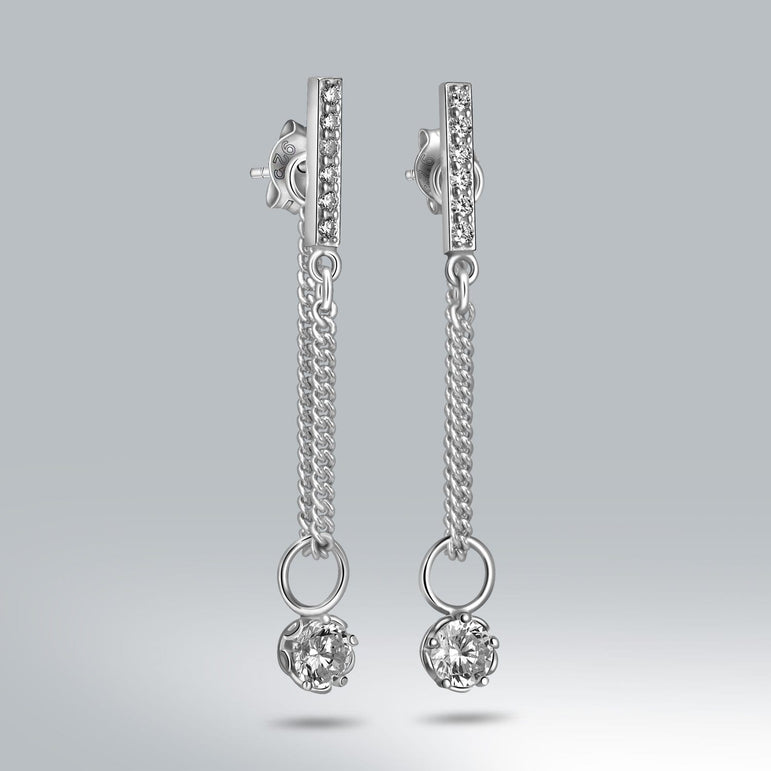 CZ Bar Dangling Earrings | Silver Stud Earrings Stud Earrings