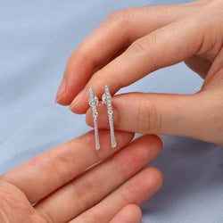 CZ Bar Dangling Stud Earrings Sterling Silver - Eleganzia Jewelry Stud Earrings