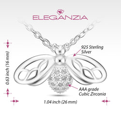 CZ Queen Bumble Bee Necklace Sterling Silver Pendant Necklace