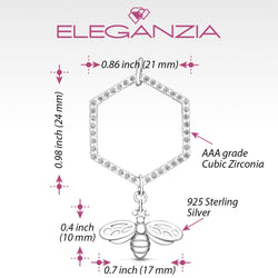 Geometric Honeycomb Pendant with Bee Pendant Silver Pendant