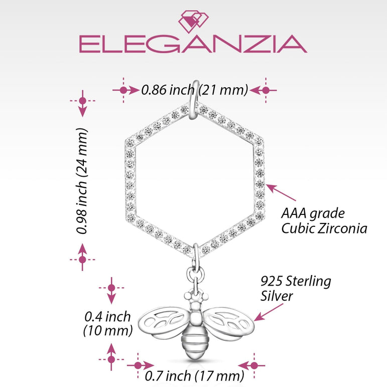 Geometric Honeycomb Pendant with Bee Pendant Silver Pendant