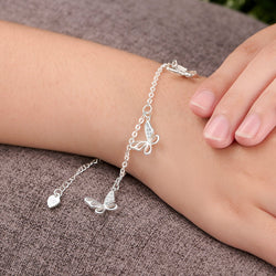 CZ Open Wings Butterfly Bracelet Sterling Silver Bracelet