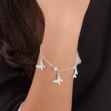Dazzling CZ Butterfly Bracelet Sterling Silver Bracelet
