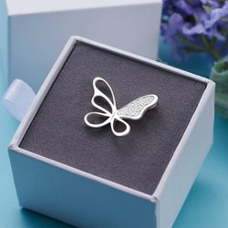 CZ Open Wings Butterfly Sterling Silver Pendant Charms & Pendants