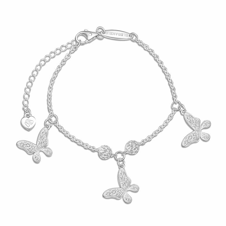 Dazzling CZ Butterfly Bracelet Sterling Silver Bracelet