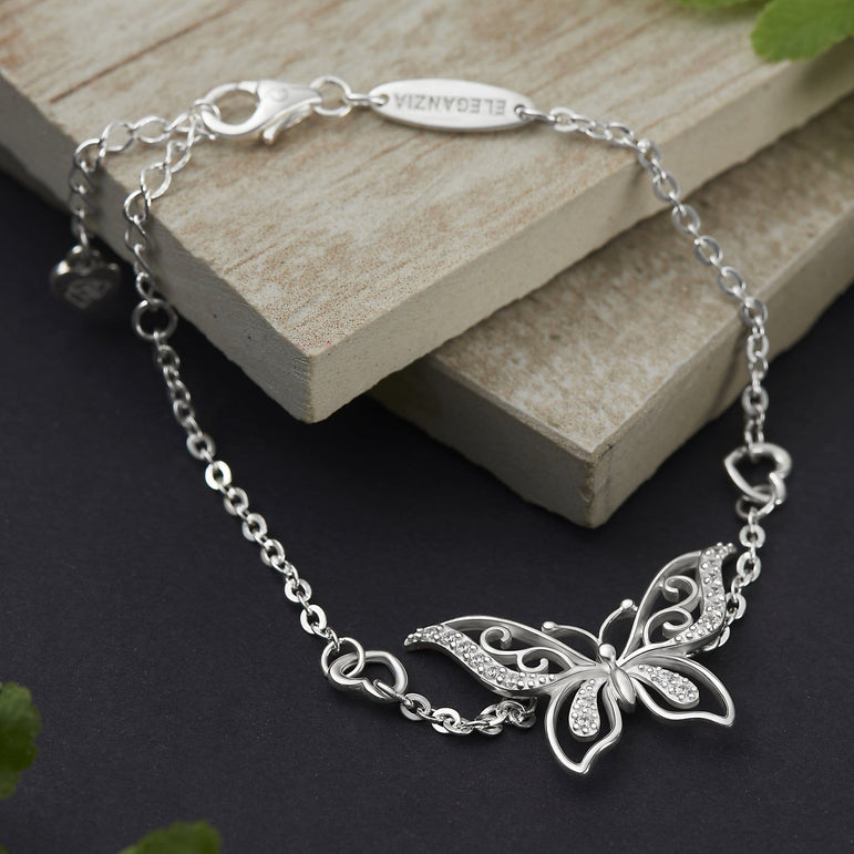 CZ Butterfly Bracelet Silver Chain Bracelet Bracelet
