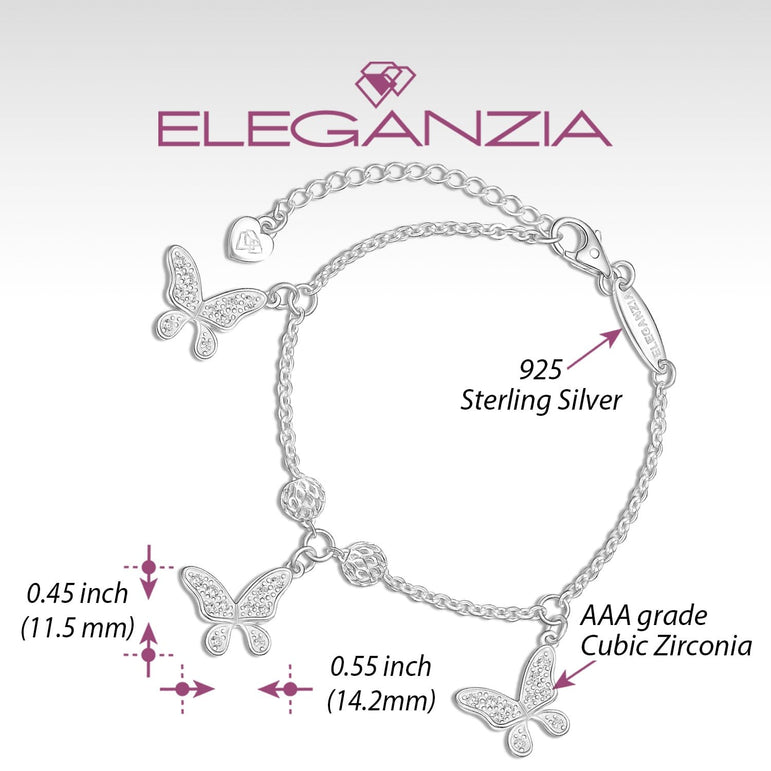 Dazzling CZ Butterfly Bracelet Sterling Silver Bracelet