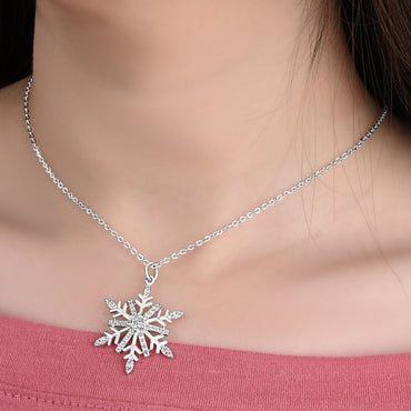 Frozen Winter CZ Snowflake Sterling Silver Pendant Pendant