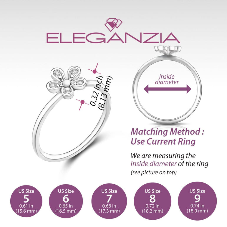 CZ Flower Sterling Silver Stackable Ring Ring