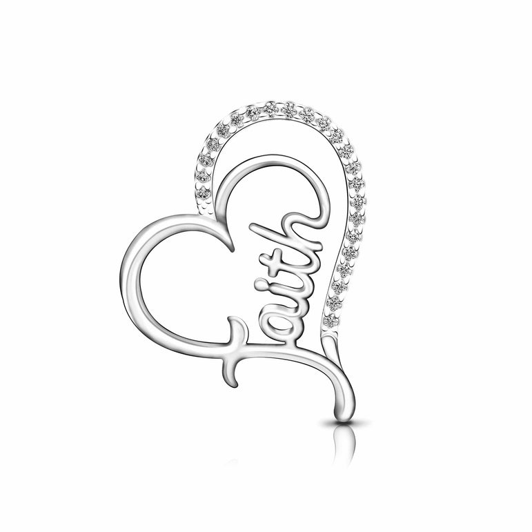 CZ Open Heart Pendant Silver Pendant of Faith Pendant
