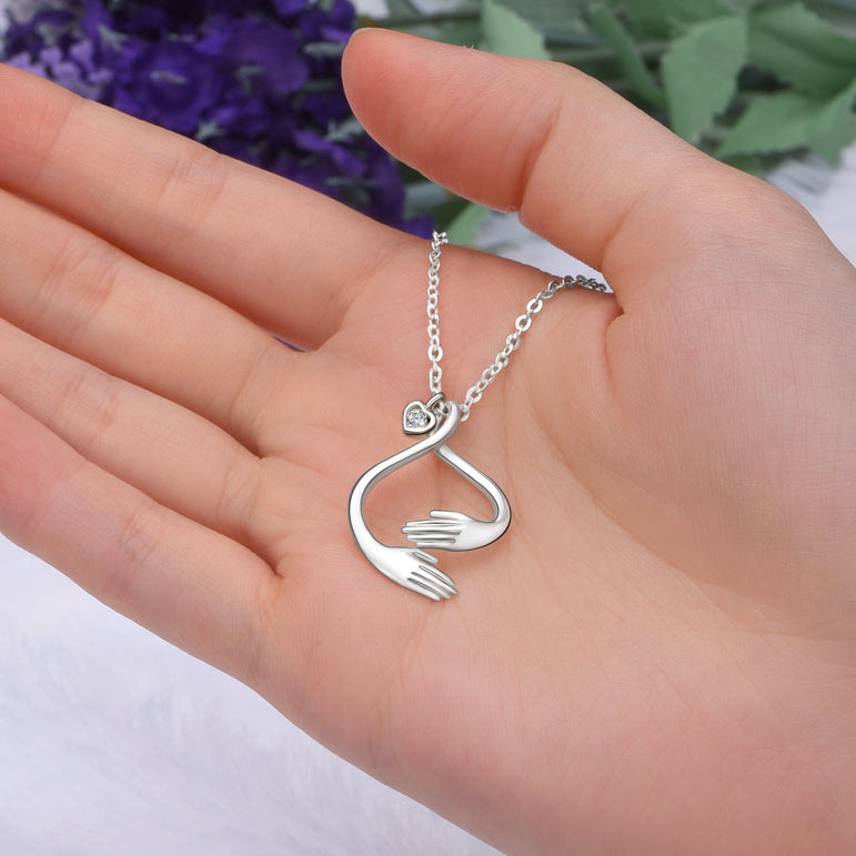 Hold You Forever Hug Necklace Sterling Silver Pendant Necklace