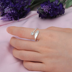 Adjustable CZ Love Hug Ring Sterling Silver Adjustable Ring