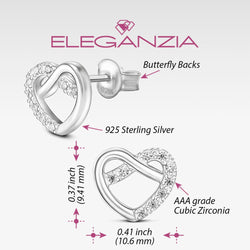 CZ Infinity Heart Stud Earrings Sterling Silver Stud Earrings