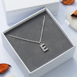 CZ Initial Necklaces Sterling Silver, 26 Alphabets