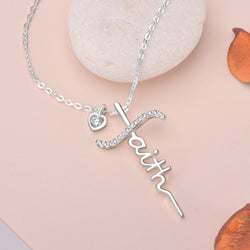 CZ Faith Necklace Sterling Silver In Cross Designs Pendant Necklace