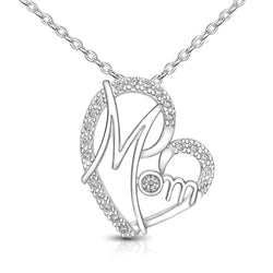 CZ Motherly Love Necklace I Love You Mom Heart Necklace Pendant Necklace