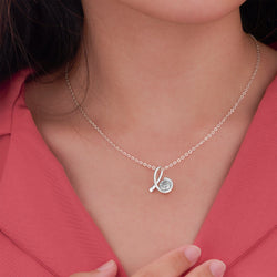 CZ Twist Swirl Tear Drop Necklace Silver Pendant Necklace