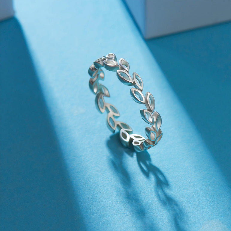 Leaf Band Sterling Silver Stackable Rings Stacking Ring