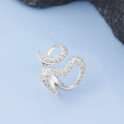 Open Heart Ring Silver CZ Adjustable Wrap Ring Adjustable Ring