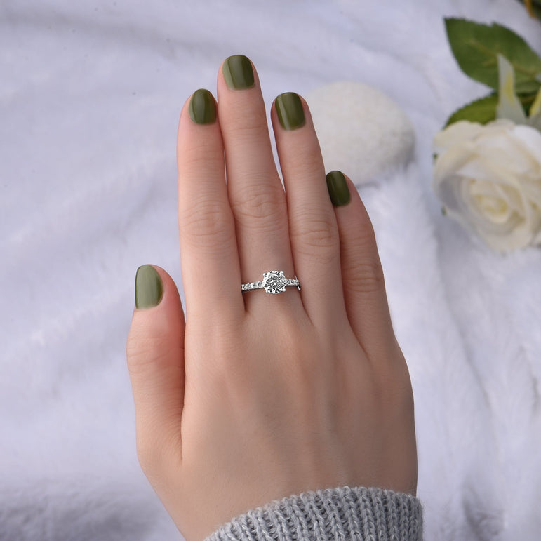 CZ Marry Me Engagement Rings for Her Channel Band Promise Ring