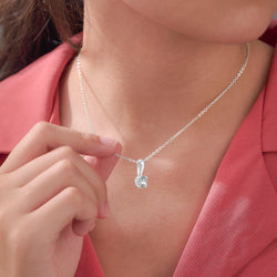 Round Cubic Zirconia Solitaire Necklace Silver Pendant Necklace