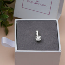 Round Cubic Zirconia Solitaire Pendant Silver Pendant