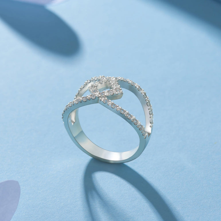 Simple Sterling Silver Criss Cross Rings Ring