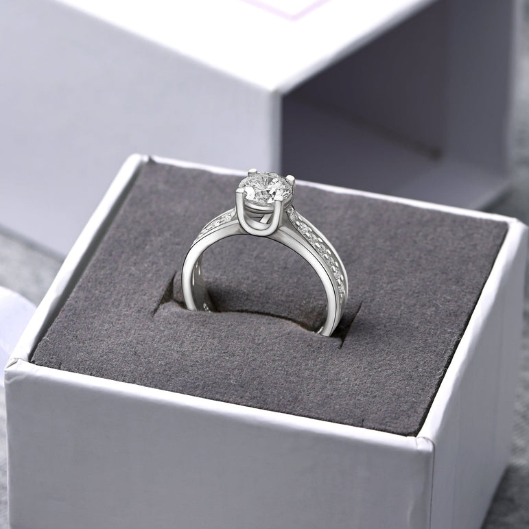 Minimalist Engagement Ring Silver Wedding Band Promise Ring