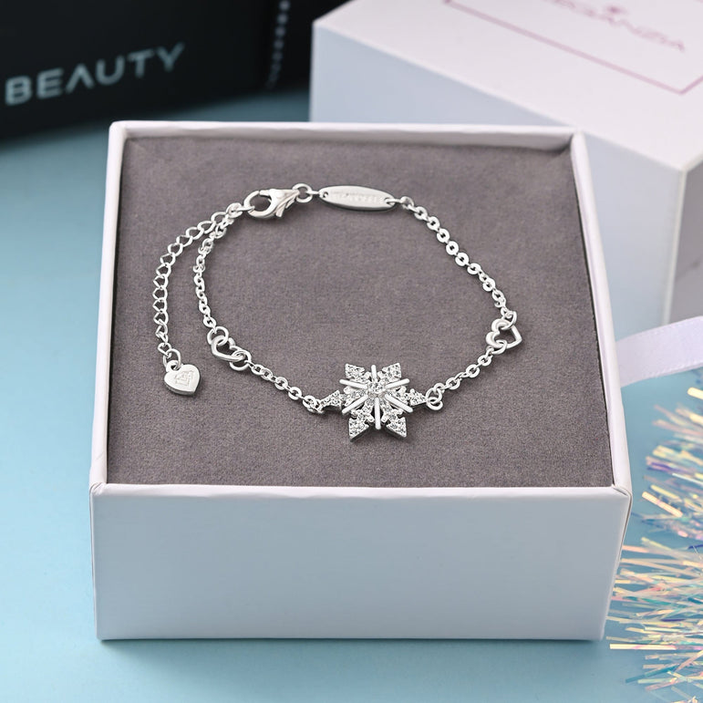 CZ Winter Star Snowflake Bracelet Silver Bracelet