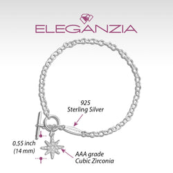 CZ North Star Silver Bracelet T-Bar Star Jewelry Bracelet