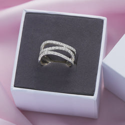 CZ Three Layer Coil Wrap Sterling Silver Ring Ring