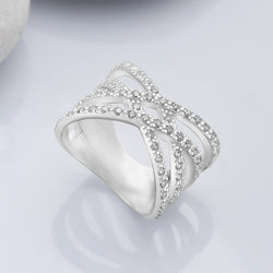 Double Crossover Criss Cross Rings Silver Ring