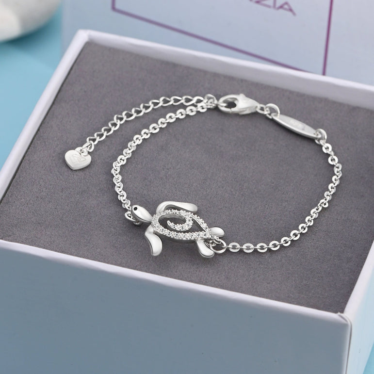 CZ Spiral Shell Turtle Sterling Silver Bracelet Bracelet