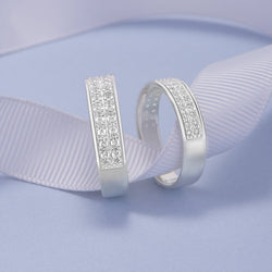 Double CZ Eternity Engagement Rings Couple Set Couple Ring