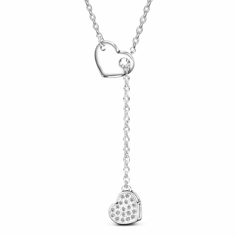 Entangled Heart Necklace Silver Adjustable Y Necklace Pendant Necklace