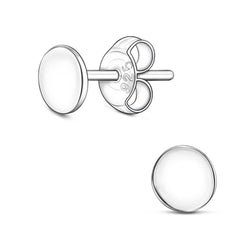 Round Disc Stud Earrings Sterling Silver Stud Earrings High Polished